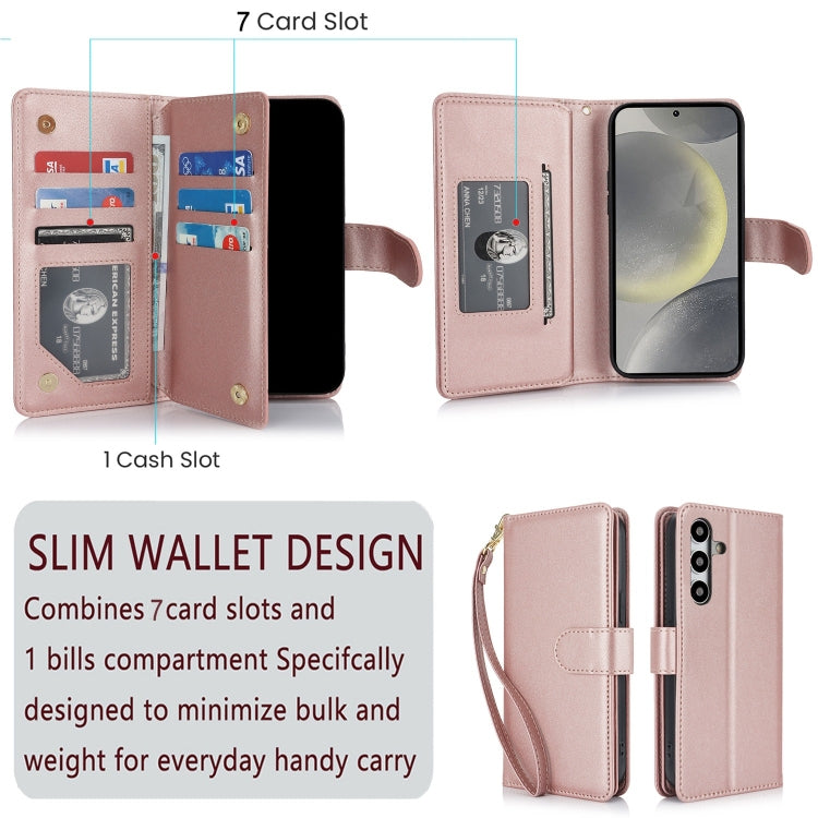 For Samsung Galaxy S24+ / S25+ 5G Multi-Card Wallet RFID Leather Phone Case(Rose Gold) - Galaxy S24+ 5G Cases by PMC TechLife | Online Shopping South Africa | PMC TechLife | Buy Now Pay Later Mobicred