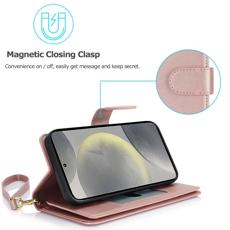 For Samsung Galaxy S24+ / S25+ 5G Multi-Card Wallet RFID Leather Phone Case(Rose Gold) - Galaxy S24+ 5G Cases by PMC Jewellery | Online Shopping South Africa | PMC Jewellery | Buy Now Pay Later Mobicred