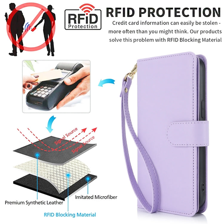 For Samsung Galaxy S24+ / S25+ 5G Multi-Card Wallet RFID Leather Phone Case(Light Purple) - Galaxy S24+ 5G Cases by PMC TechLife | Online Shopping South Africa | PMC TechLife | Buy Now Pay Later Mobicred