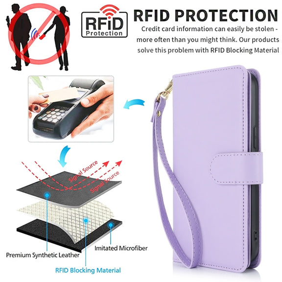 For Samsung Galaxy S24+ / S25+ 5G Multi-Card Wallet RFID Leather Phone Case(Light Purple)