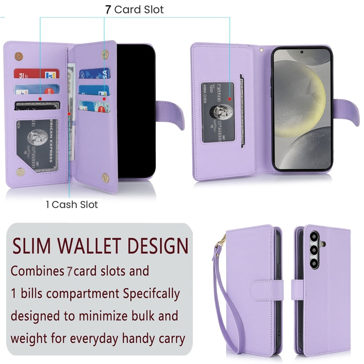 For Samsung Galaxy S24+ / S25+ 5G Multi-Card Wallet RFID Leather Phone Case(Light Purple) - Galaxy S24+ 5G Cases by PMC TechLife | Online Shopping South Africa | PMC TechLife | Buy Now Pay Later Mobicred