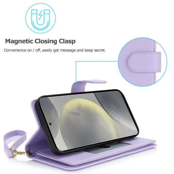 For Samsung Galaxy S24+ / S25+ 5G Multi-Card Wallet RFID Leather Phone Case(Light Purple)