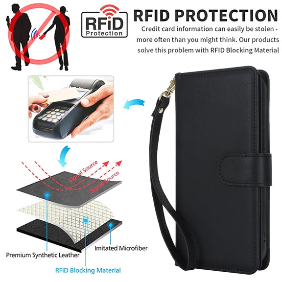 For Samsung Galaxy S24 / S25 5G Multi-Card Wallet RFID Leather Phone Case(Black)