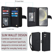 For Samsung Galaxy S24 / S25 5G Multi-Card Wallet RFID Leather Phone Case(Black)