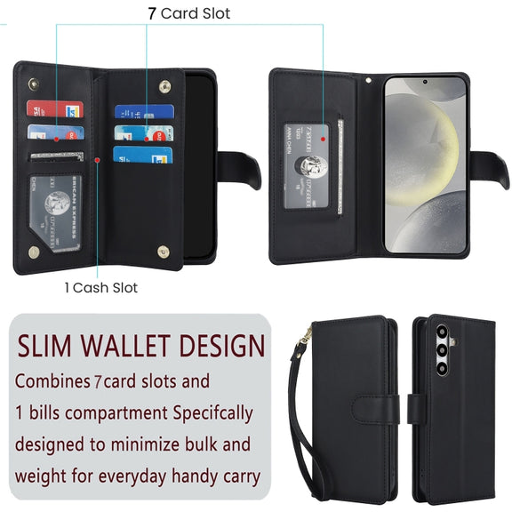 For Samsung Galaxy S24 / S25 5G Multi-Card Wallet RFID Leather Phone Case(Black)