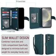 For Samsung Galaxy S24 / S25 5G Multi-Card Wallet RFID Leather Phone Case(Green)
