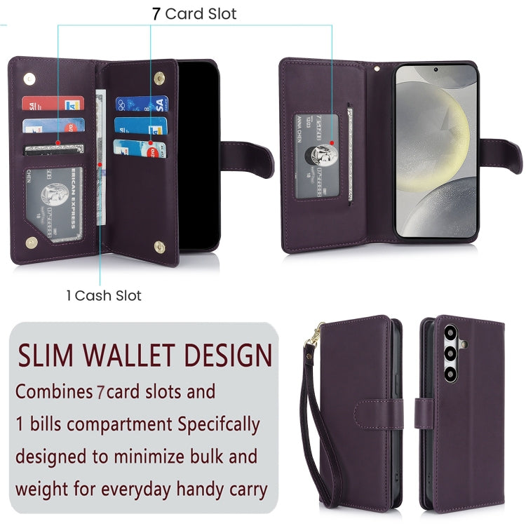 For Samsung Galaxy S24 / S25 5G Multi-Card Wallet RFID Leather Phone Case(Dark Purple) - Galaxy S24 5G Cases by PMC TechLife | Online Shopping South Africa | PMC TechLife | Buy Now Pay Later Mobicred