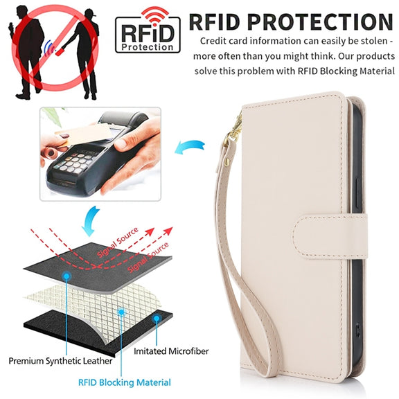 For Samsung Galaxy S24 / S25 5G Multi-Card Wallet RFID Leather Phone Case(Apricot)