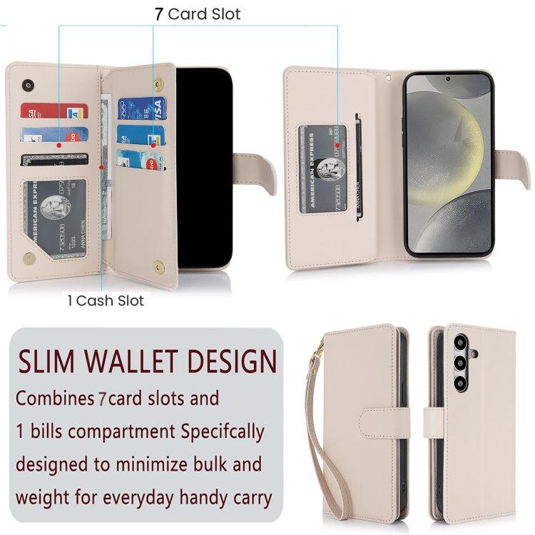 For Samsung Galaxy S24 / S25 5G Multi-Card Wallet RFID Leather Phone Case(Apricot)