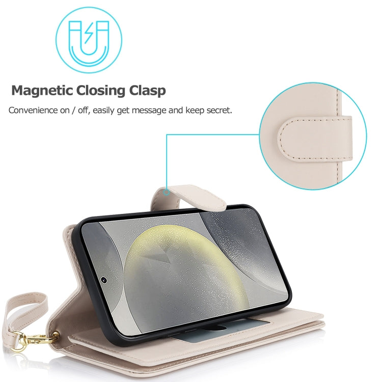 For Samsung Galaxy S24 / S25 5G Multi-Card Wallet RFID Leather Phone Case(Apricot) - Galaxy S24 5G Cases by PMC TechLife | Online Shopping South Africa | PMC TechLife | Buy Now Pay Later Mobicred