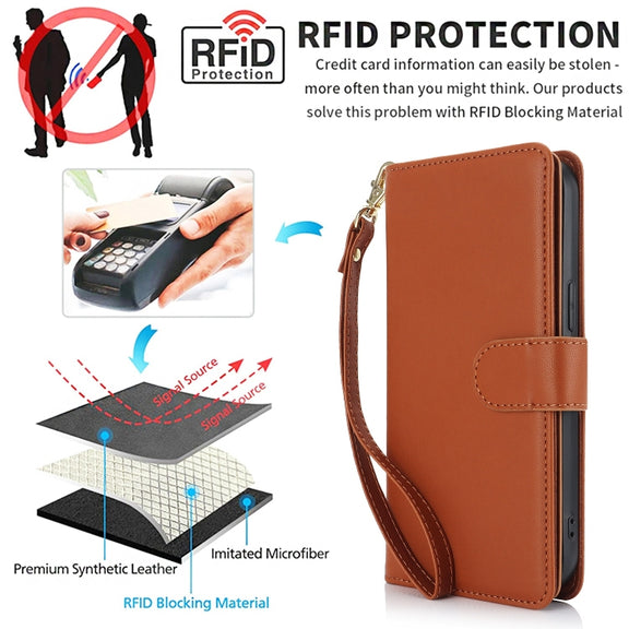For Samsung Galaxy S24 / S25 5G Multi-Card Wallet RFID Leather Phone Case(Brown)