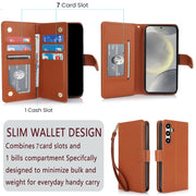 For Samsung Galaxy S24 / S25 5G Multi-Card Wallet RFID Leather Phone Case(Brown)