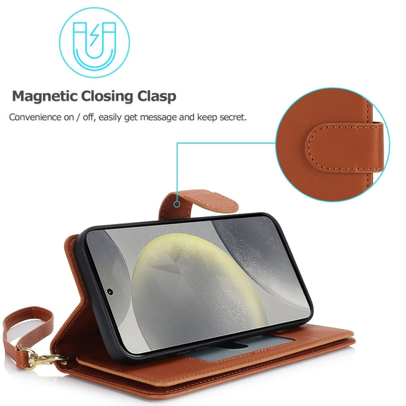 For Samsung Galaxy S24 / S25 5G Multi-Card Wallet RFID Leather Phone Case(Brown)