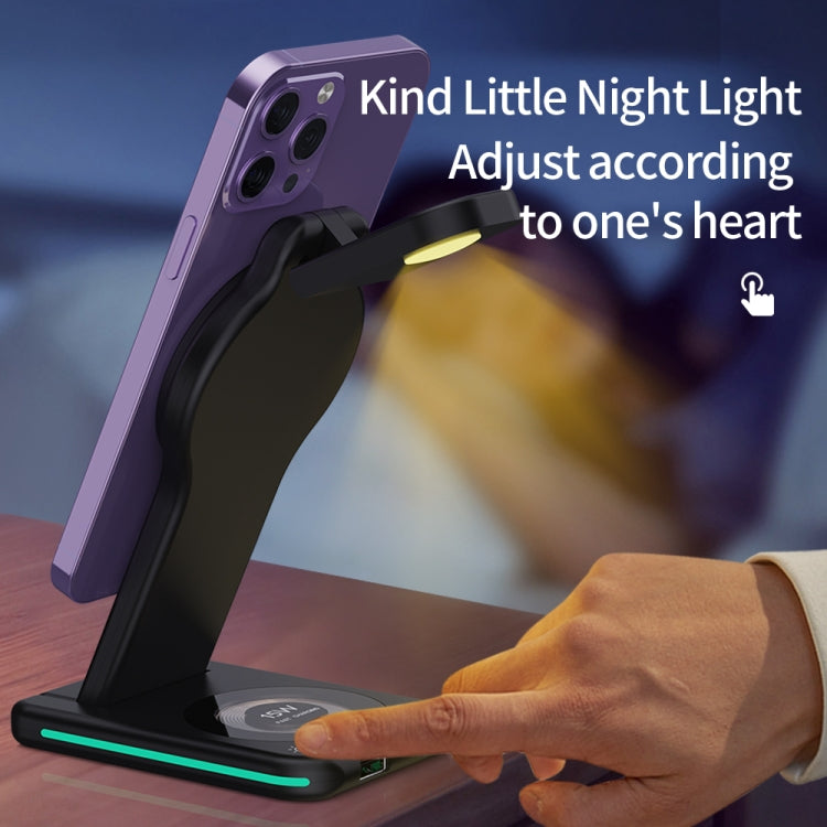 H60 5 in 1 Folding Multi-function Magnetic Wireless Charger(Black) - Wireless Charger by PMC TechLife | Online Shopping South Africa | PMC TechLife