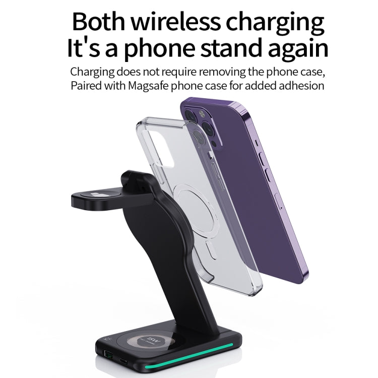 H60 5 in 1 Folding Multi-function Magnetic Wireless Charger(Black) - Wireless Charger by PMC TechLife | Online Shopping South Africa | PMC TechLife