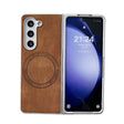 For Samsung Galaxy Z Fold5 Skin Feel Leather Texture MagSafe Pearlescent Paint Shockproof Phone Case(Brown) - Galaxy Z Fold5 Cases by PMC TechLife | Online Shopping South Africa | PMC TechLife | Buy Now Pay Later Mobicred
