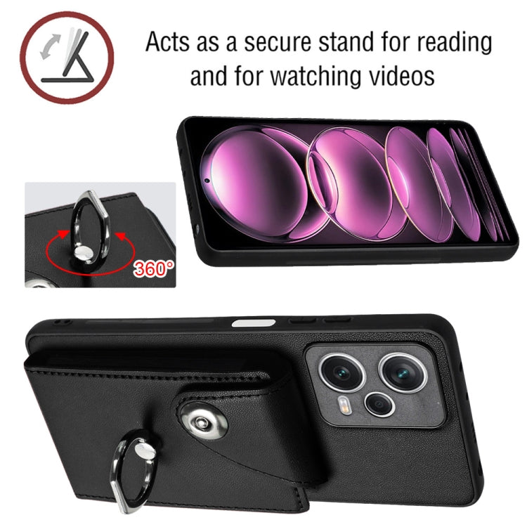 For Xiaomi Redmi Note 12 Pro 5G Global Organ Card Bag Ring Holder Phone Case with Long Lanyard(Black) - Xiaomi Cases by PMC TechLife | Online Shopping South Africa | PMC TechLife | Buy Now Pay Later Mobicred