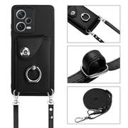 For Xiaomi Redmi Note 12 Pro 5G Global Organ Card Bag Ring Holder Phone Case with Long Lanyard(Black)