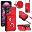 For Xiaomi Redmi Note 12 5G Global Organ Card Bag Ring Holder Phone Case with Long Lanyard(Red) - Xiaomi Cases by PMC TechLife | Online Shopping South Africa | PMC TechLife | Buy Now Pay Later Mobicred
