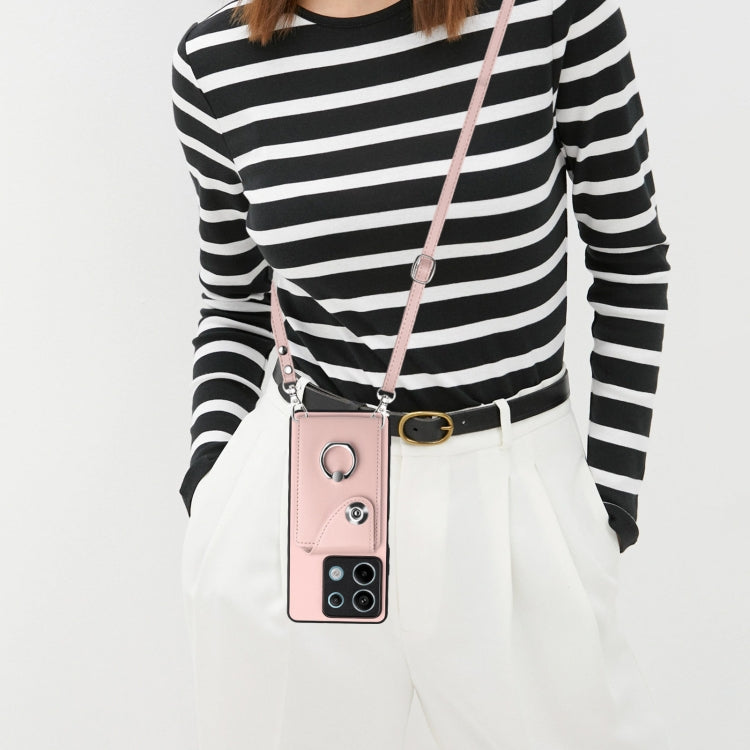 For Xiaomi Redmi Note 13 5G Global Organ Card Bag Ring Holder Phone Case with Long Lanyard(Pink) - Note 13 Cases by PMC TechLife | Online Shopping South Africa | PMC TechLife | Buy Now Pay Later Mobicred