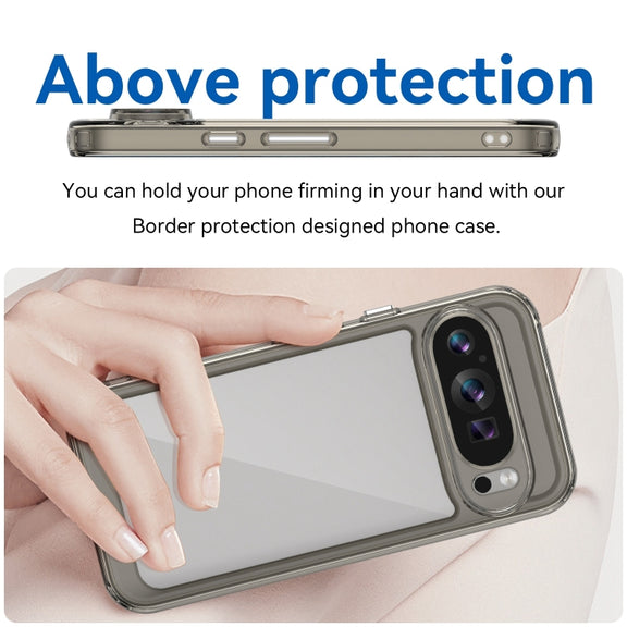 For Google Pixel 9 Colorful Series Acrylic Hybrid TPU Phone Case(Transparent Grey)