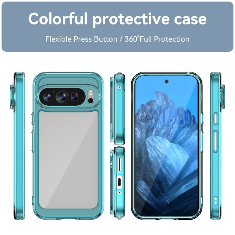 For Google Pixel 9 Colorful Series Acrylic Hybrid TPU Phone Case(Transparent Blue) - Google Cases by PMC TechLife | Online Shopping South Africa | PMC TechLife | Buy Now Pay Later Mobicred
