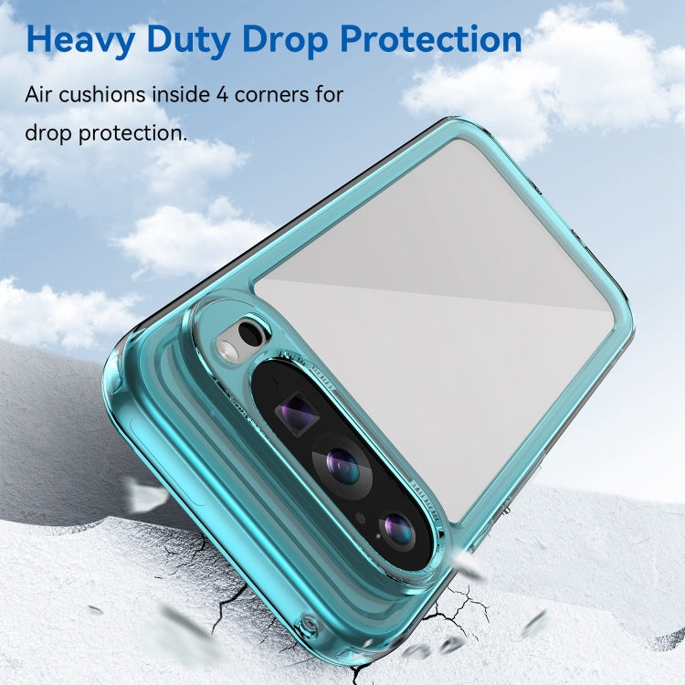 For Google Pixel 9 Colorful Series Acrylic Hybrid TPU Phone Case(Transparent Blue)