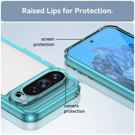 For Google Pixel 9 Colorful Series Acrylic Hybrid TPU Phone Case(Transparent Blue)