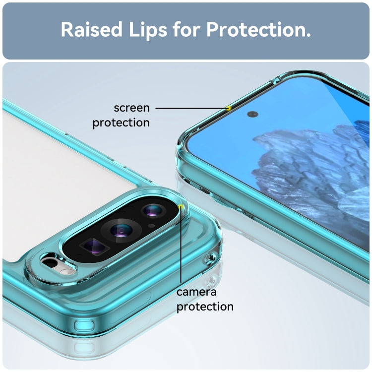 For Google Pixel 9 Colorful Series Acrylic Hybrid TPU Phone Case(Transparent Blue)