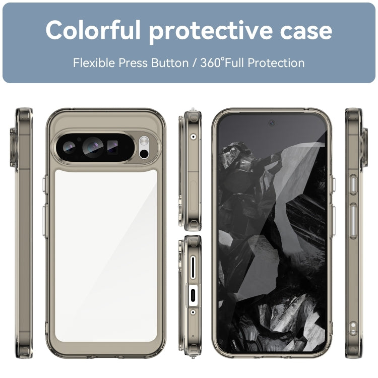 For Google Pixel 9 Pro Colorful Series Acrylic Hybrid TPU Phone Case(Transparent Grey) - Google Cases by PMC TechLife | Online Shopping South Africa | PMC TechLife | Buy Now Pay Later Mobicred