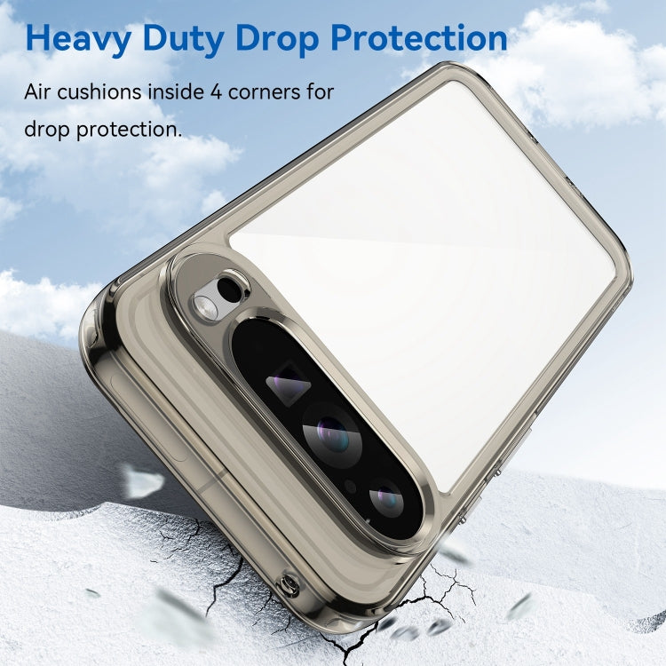 For Google Pixel 9 Pro Colorful Series Acrylic Hybrid TPU Phone Case(Transparent Grey)