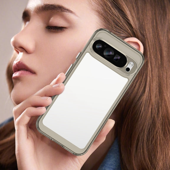 For Google Pixel 9 Pro Colorful Series Acrylic Hybrid TPU Phone Case(Transparent Grey)