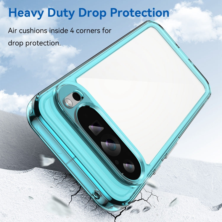 For Google Pixel 9 Pro Colorful Series Acrylic Hybrid TPU Phone Case(Transparent Blue) - Google Cases by PMC TechLife | Online Shopping South Africa | PMC TechLife | Buy Now Pay Later Mobicred