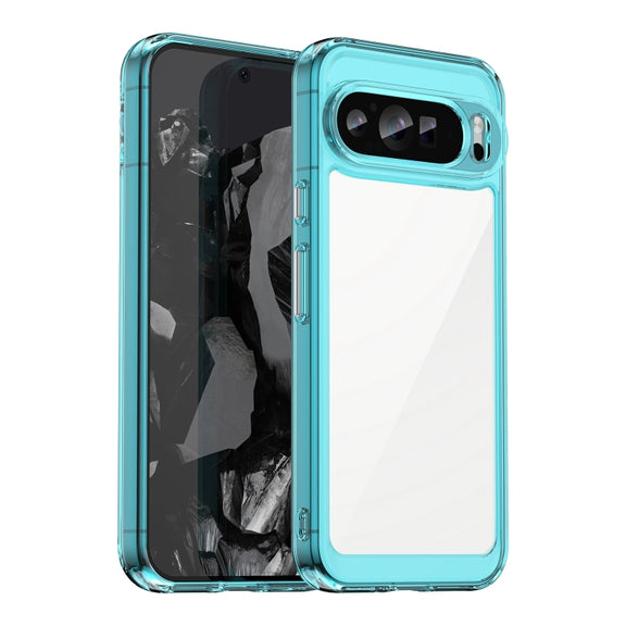 For Google Pixel 9 Pro Colorful Series Acrylic Hybrid TPU Phone Case(Transparent Blue)