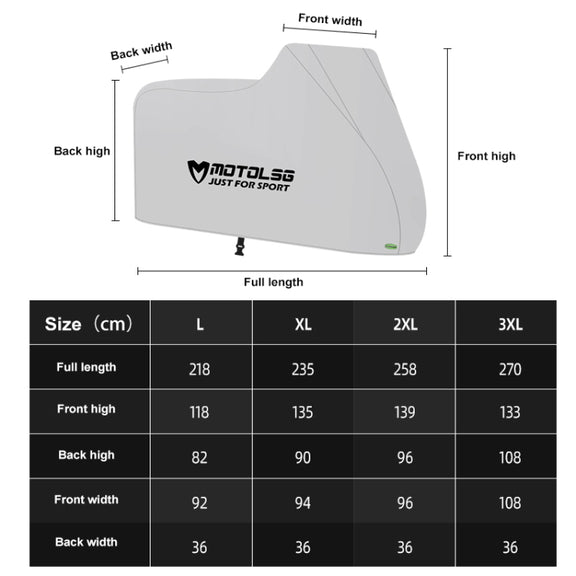 MOTOLSG Motorcycle Water-resistant Sunproof Dustproof Thickening Cover, Size:XL(Silver)