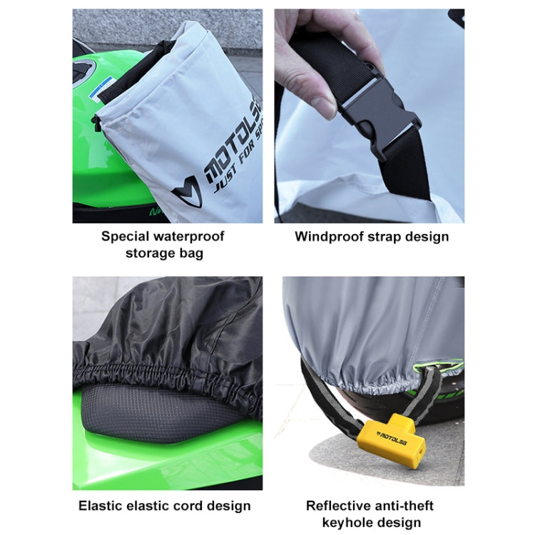 MOTOLSG Motorcycle Water-resistant Sunproof Dustproof Thickening Cover, Size:XXL(Silver Black)