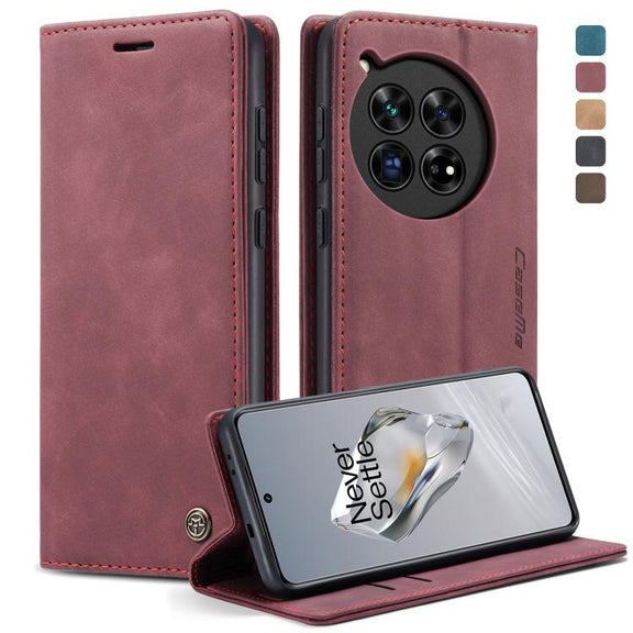 For OnePlus 12 CaseMe 013 Multifunctional Horizontal Flip Leather Phone Case(Wine Red)