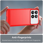 For Xiaomi Redmi K70 Brushed Texture Carbon Fiber TPU Phone Case(Red)