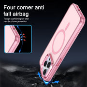 For iPhone 15 Pro Max Electroplated IMD Magsafe PC Hybrid TPU Phone Case(Pink)