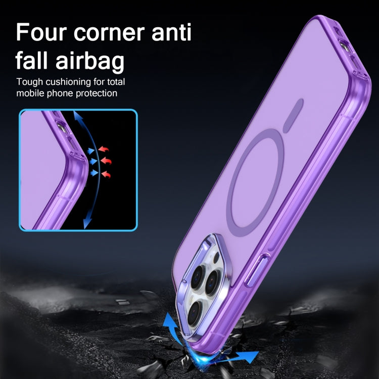 For iPhone 15 Plus Electroplated IMD Magsafe PC Hybrid TPU Phone Case(Purple)