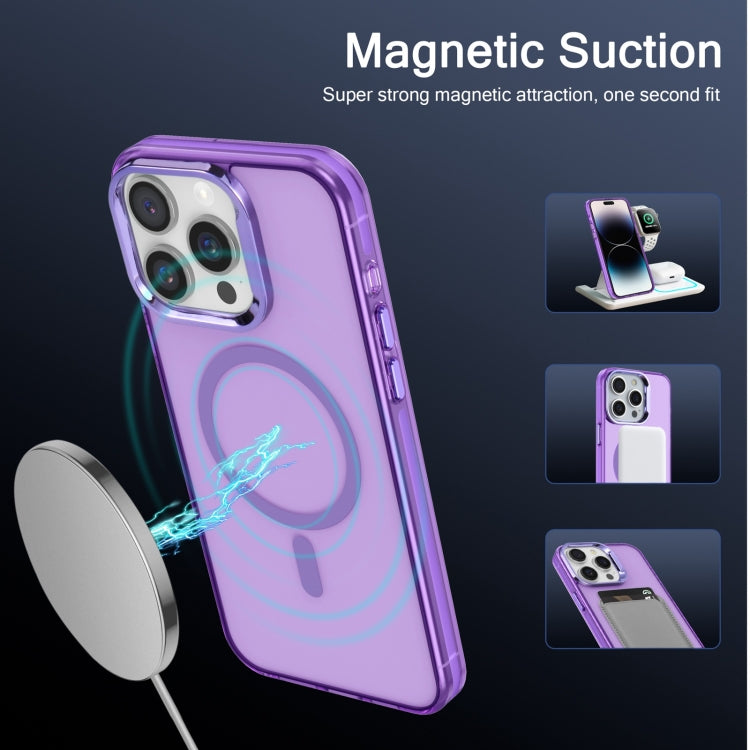 For iPhone 14 Electroplated IMD Magsafe PC Hybrid TPU Phone Case(Purple) - iPhone 14 Cases by PMC TechLife | Online Shopping South Africa | PMC TechLife