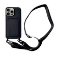 For iPhone 16 Pro Max Card Slot Liquid Silicone Phone Case with Lanyard(Black) - iPhone 16 Pro Max Cases by PMC TechLife | Online Shopping South Africa | PMC TechLife | Buy Now Pay Later Mobicred