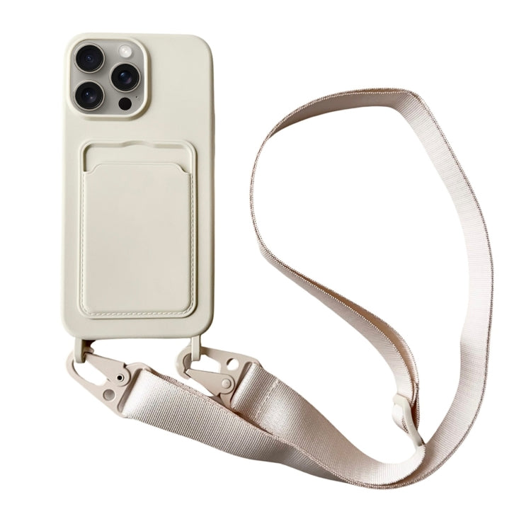 For iPhone 16 Pro Max Card Slot Liquid Silicone Phone Case with Lanyard(White) - iPhone 16 Pro Max Cases by PMC TechLife | Online Shopping South Africa | PMC TechLife | Buy Now Pay Later Mobicred