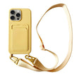 For iPhone 16 Pro Max Card Slot Liquid Silicone Phone Case with Lanyard(Yellow) - iPhone 16 Pro Max Cases by PMC TechLife | Online Shopping South Africa | PMC TechLife | Buy Now Pay Later Mobicred