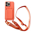 For iPhone 16 Pro Max Card Slot Liquid Silicone Phone Case with Lanyard(Orange) - iPhone 16 Pro Max Cases by PMC TechLife | Online Shopping South Africa | PMC TechLife | Buy Now Pay Later Mobicred