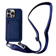For iPhone 16 Pro Card Slot Liquid Silicone Phone Case with Lanyard(Dark Blue) - iPhone 16 Pro Cases by PMC TechLife | Online Shopping South Africa | PMC TechLife | Buy Now Pay Later Mobicred