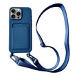 For iPhone 16 Pro Card Slot Liquid Silicone Phone Case with Lanyard(Royal Blue) - iPhone 16 Pro Cases by PMC TechLife | Online Shopping South Africa | PMC TechLife | Buy Now Pay Later Mobicred