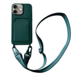 For iPhone 16 Plus Card Slot Liquid Silicone Phone Case with Lanyard(Dark Green) - iPhone 16 Plus Cases by PMC TechLife | Online Shopping South Africa | PMC TechLife | Buy Now Pay Later Mobicred