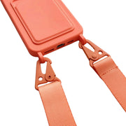 For iPhone 16 Plus Card Slot Liquid Silicone Phone Case with Lanyard(Light Purple)