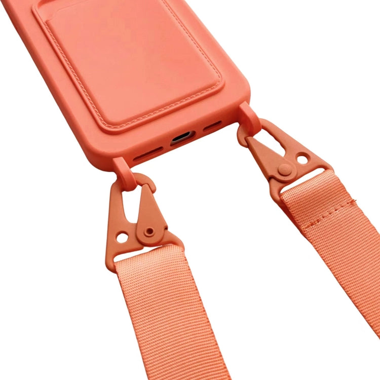 For iPhone 16 Plus Card Slot Liquid Silicone Phone Case with Lanyard(Light Purple)